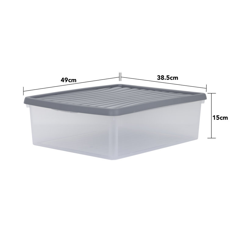 Wham 23.5L Box & Lid Pack of 6 Clear/Cool Grey