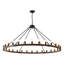 Lustre de ferme en bois de 53 pouces en forme de roue de chariot, noir mat-132838586-132838587