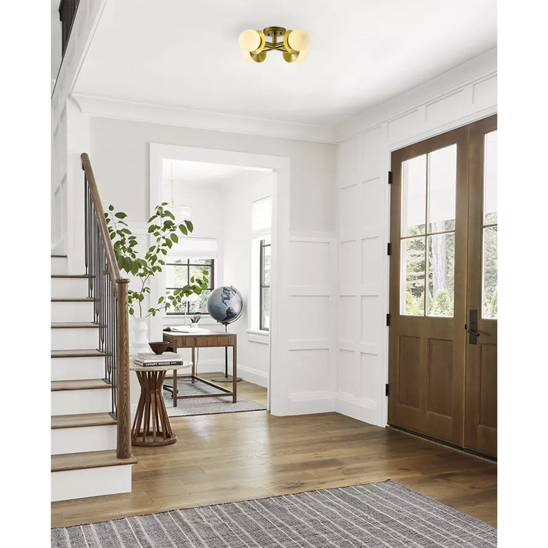 Plafonnier encastré transitionnel en laiton 4 lumières 