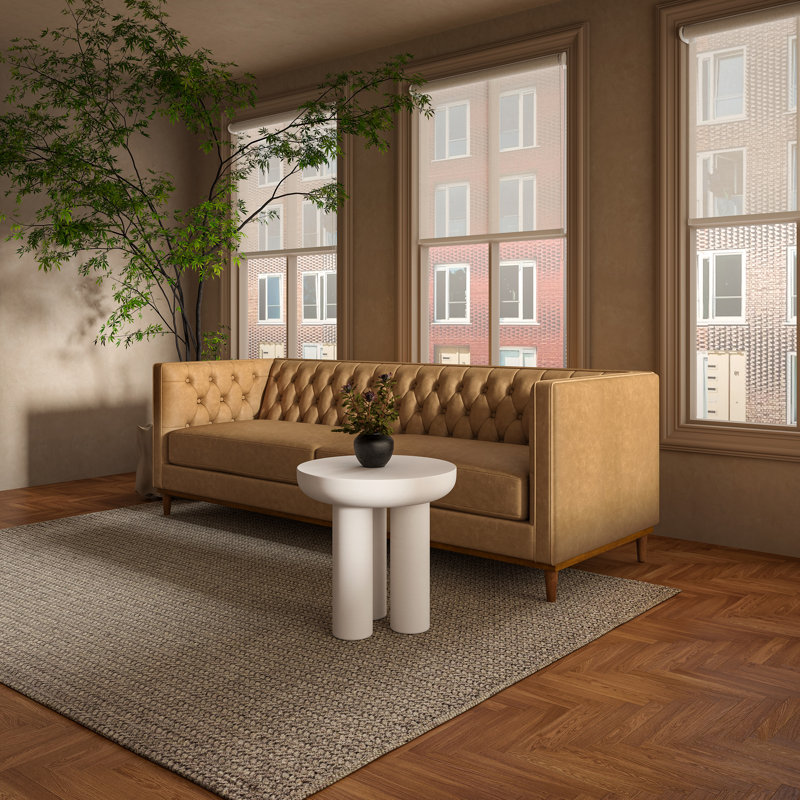 Ansel Concrete Top End Table, Cream