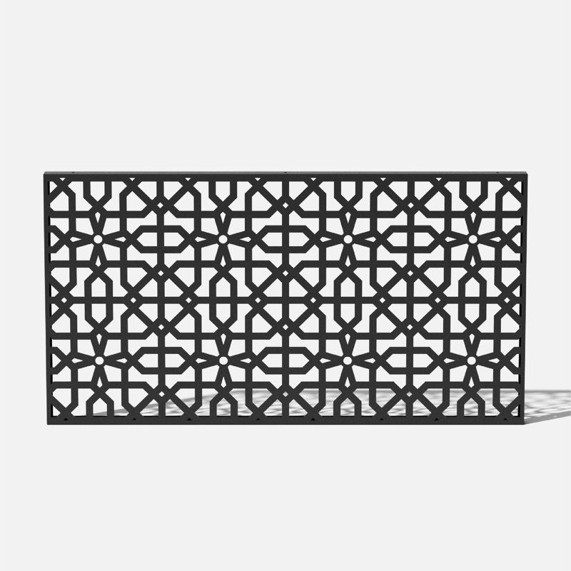 Black Geometric Pattern Folding Privacy Screen Panel