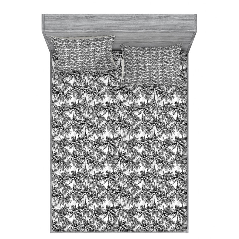 Palm Tree Microfiber Sheet Set, Queen Sheet Set + Fitted Sheet + 2 Pillowcases