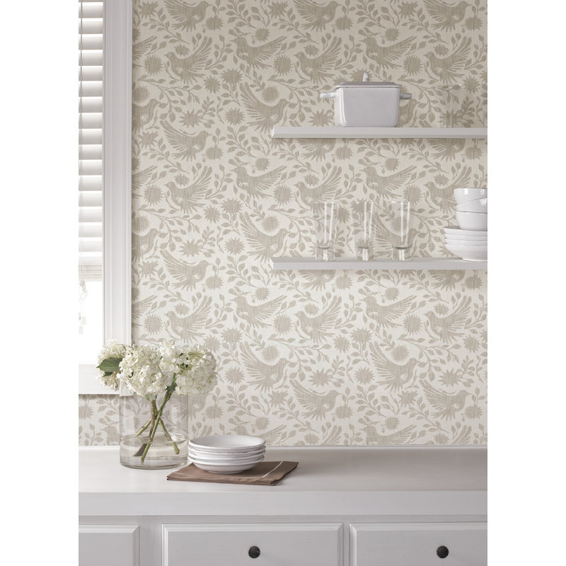 Papier peint peler et coller Winged Serenade, Beige