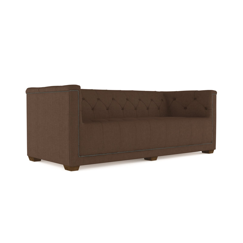 Velvet Sofa, Chocolate Genuine Leather, 84"