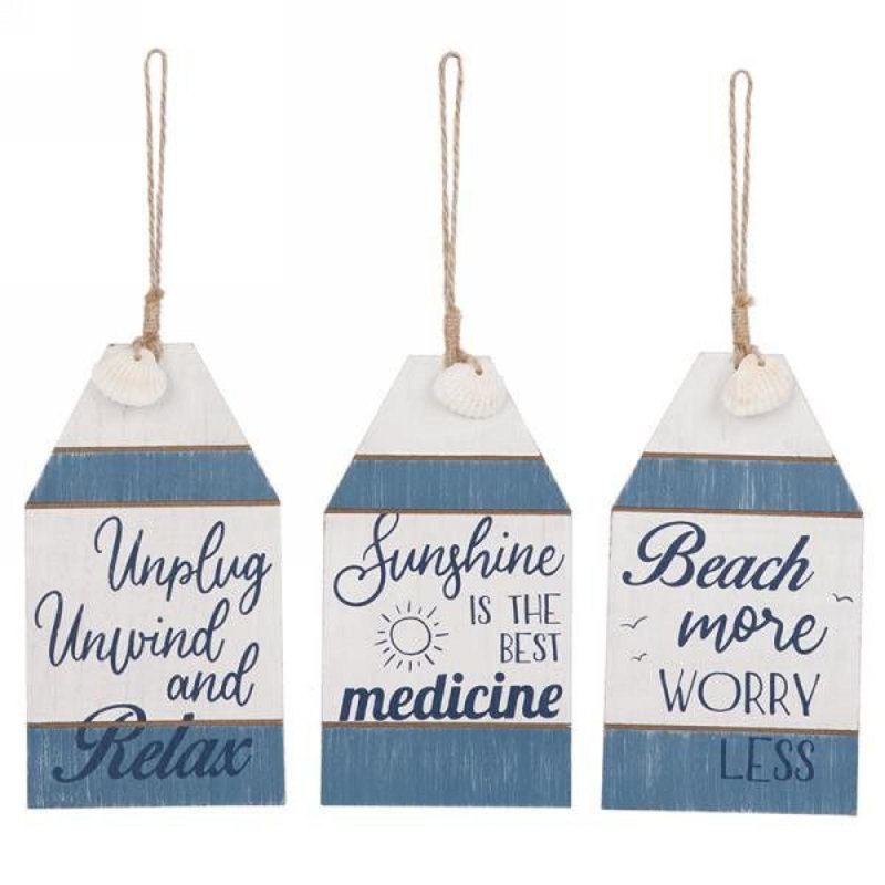 Ensemble de 3 étiquettes bleues et blanches assorties avec texte