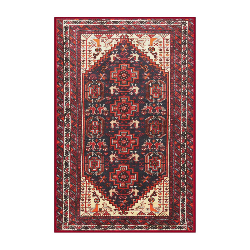 Tapis traditionnel rouge / beige Rudi, Rectangle 3 pi x 5 pi