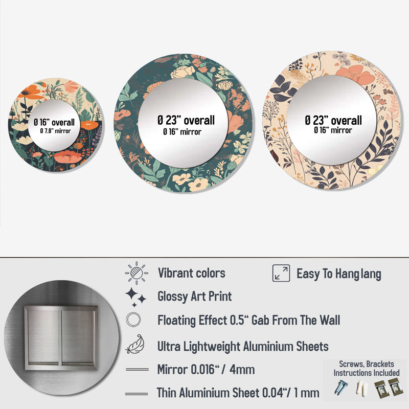 Loriece Metal Round Mirror