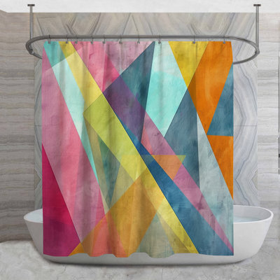 Geometric Shower Curtain -  Abstract Bathroom Decor Mid Century Modern