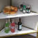 Kempst Corner End Table Shelf, 3-Tier Display Shelves with Protection Door, Metal Frame Storage Cabinet Org