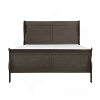 Lit-bateau de style Louis Philippe à finition gris teinté de style traditionnel 1pc