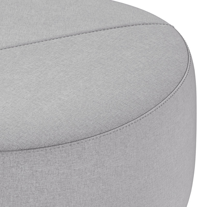 Moore 32" Light Grey Linen Round Ottoman