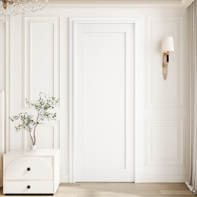 Porte intérieure à panneau uni 30 po x 80 po à 1 panneau, porte intérieure à finition blanche prête à peindre, sans cadre de porte et quincaillerie incluse, pour la chambre à coucher, le placard, le couloir, le salon, le garde-manger et la salle de bain Poche, porte française et pliante