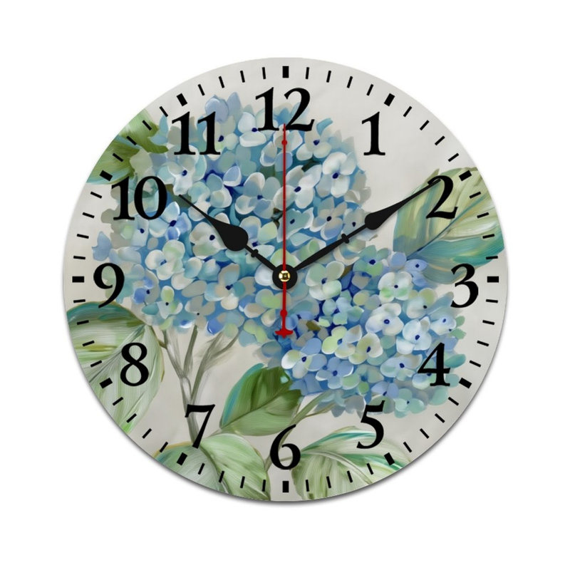 Horloge murale bleue hortensia 12 po x 12 po