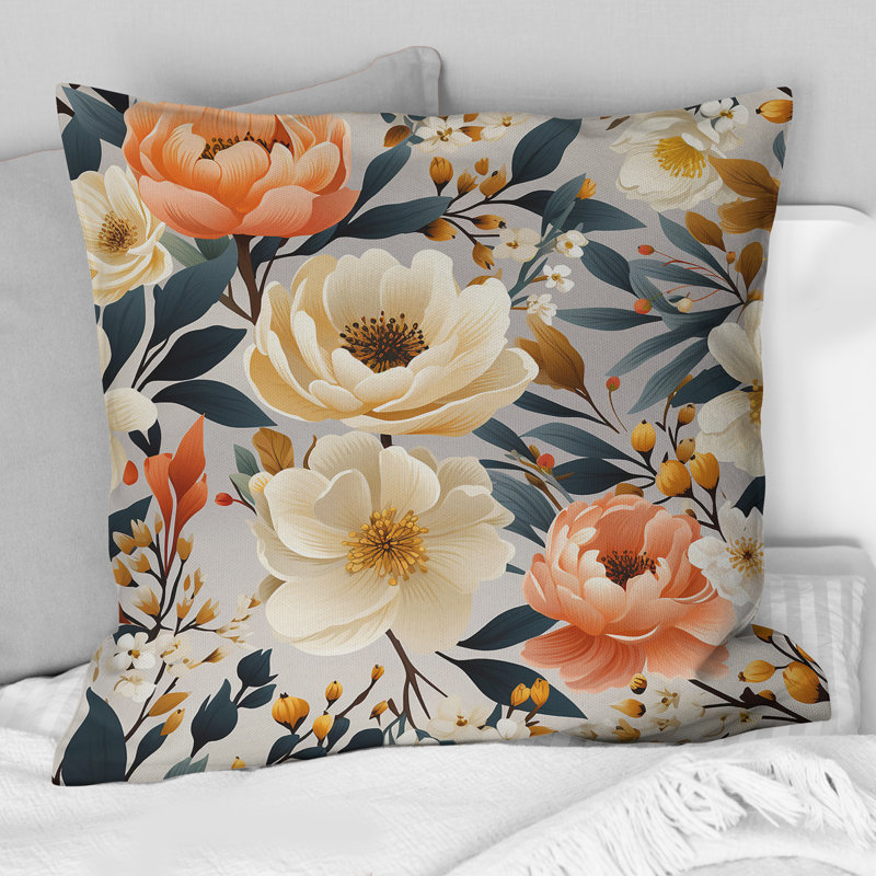 Motif floral Coral Rustic Elegance - imprimé floral, H 18 po x l 18 po