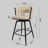 Linen Woven Bar Stool Set Of 2, 360 Swivel Counter Stools With Back And Footrest, Black Legs, Ideal For Kitchen Island And Bar Areas-1501575065