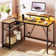 Nedyo 48" L-Shaped Computer Desk with Power Outlet, LED Gaming Work Desk with Monitor Stand