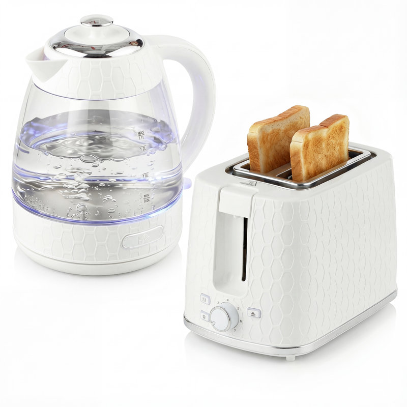 Kettle and Toaster Set, White