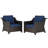 2-Piece PE Wicker Outdoor Lounge Armchair with 4" Thick Blue Cushions-563183861