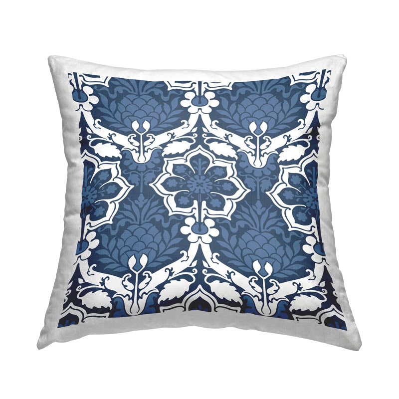 Polyester Throw Square Pillow Cover & Insert, Blue