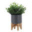 Pot à fleurs en céramique avec support en bambou - Pot moderne avec base surélevée pour l'intérieur-2128106334-2016597977-2016597955