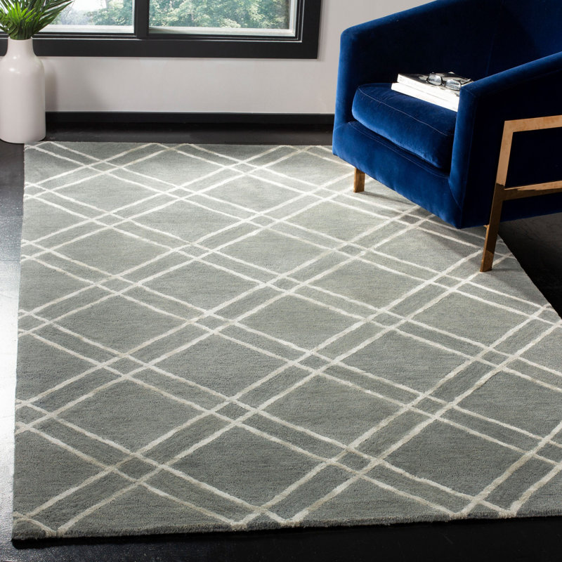 Milroy Hand Tufted Wool Geometric Rug, Rectangle 4' x 6'