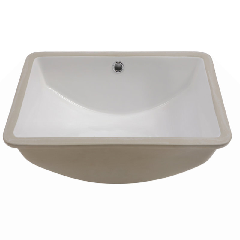 18.5"X14"  Ceramic Rectangular Undermount Bathroom Sink With Overflow
