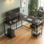 Bureau en forme de L, bureau à domicile de 53,9 po avec tablettes de rangement, bureau de jeu en forme de L-635805374
