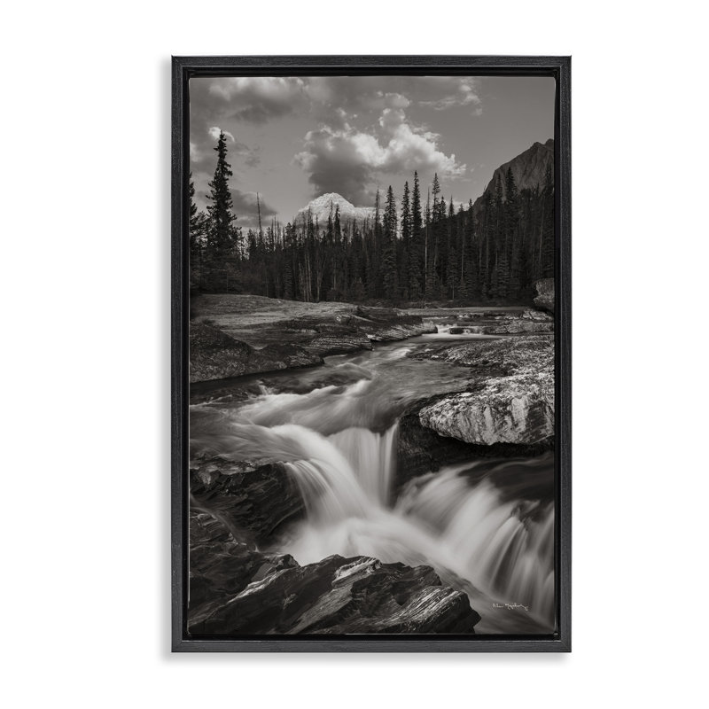 Toile flottante encadrée «Rocky Splashing River» par Alan Majchrowicz, H 25 po x l 17 po, Cadre flottant noir de jais