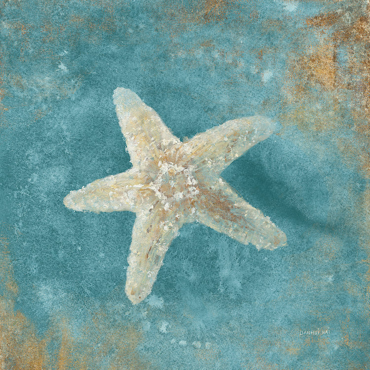 Reproduction d’art sur toile tendue, "trésors de la sea iv" aquamarine), H 12 po x l 12 po x P 0,75 po
