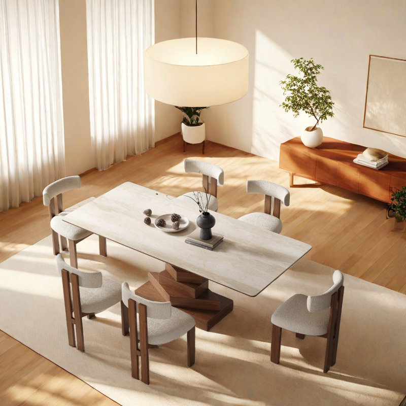 Ensemble de table de salle à manger et de chaises en pierre Cave, H 29,5 po x L 62,9 po x l 31,4 po