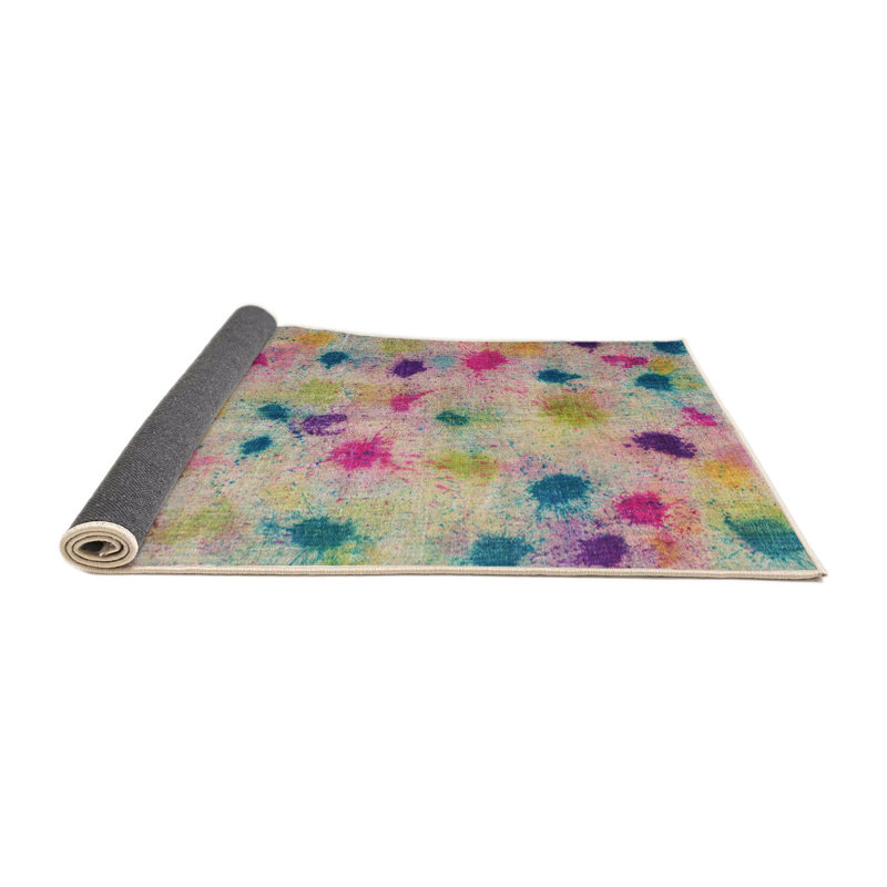Tapis rose/bleu contemporain, Rond 4 pi