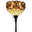 Lampe sur pied de 62 po de forme traditionnelle brune avec abat-jour en verre teinté blanc et brun