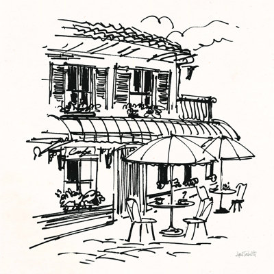 «Café S croquis I crème», reproduction de dessin sur toile tendue