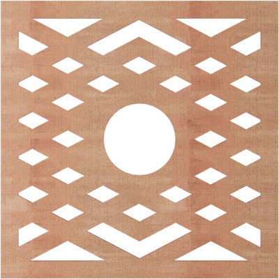 30"OD x 7 3/4"ID x 1/4"T Chevron Wood Fretwork Pierced Ceiling Medallion, Cherry