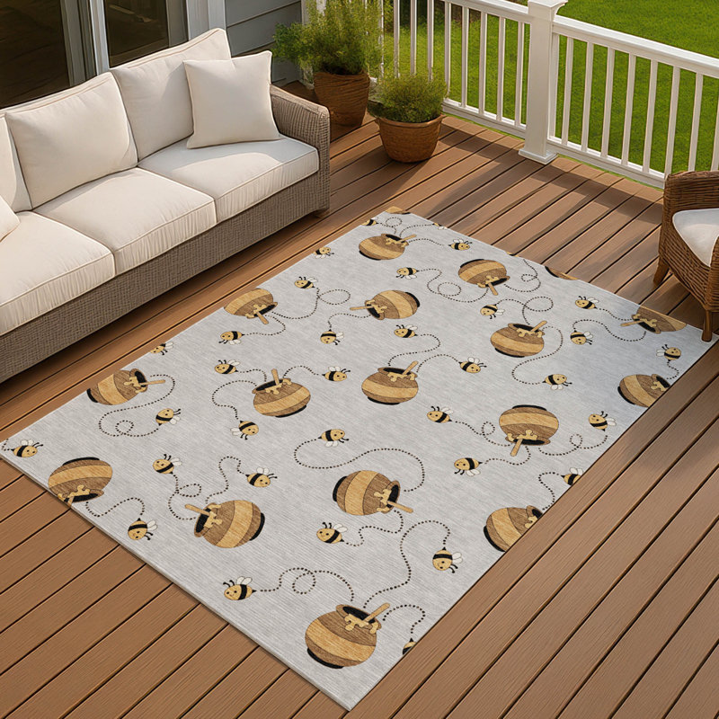 Machine Washable Indoor/Outdoor Chantille ACN2650 Kids Rug, Silver, 10' x 14'
