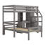 Lit mezzanine avec lit autonome, escalier de rangement, bureau, tablettes et tiroirs-1089740256