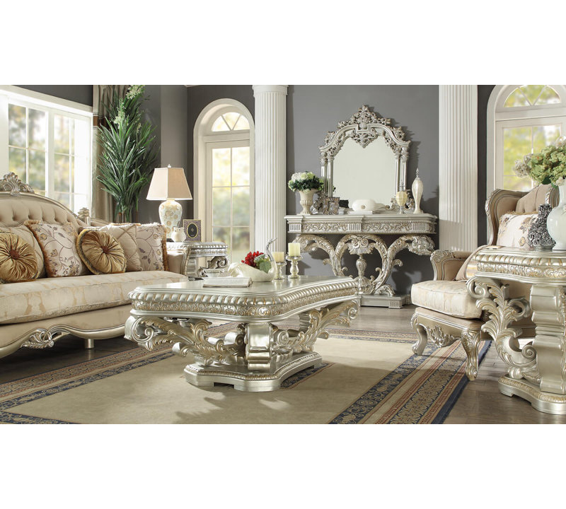 Kallista Silver and Gold Baroque Coffee Table Set