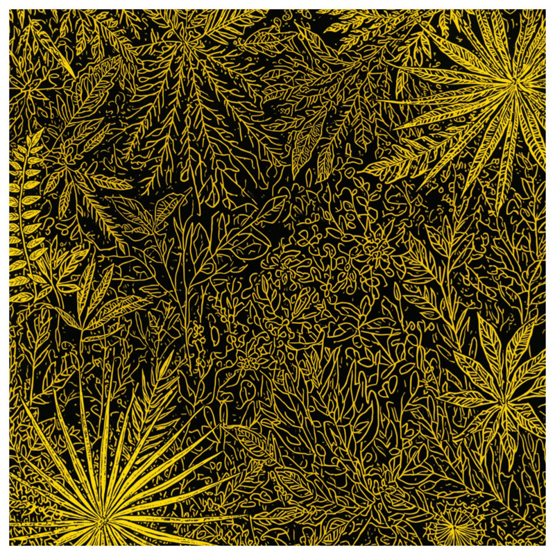 Édredon jaune à motif botanique, Simple extra long