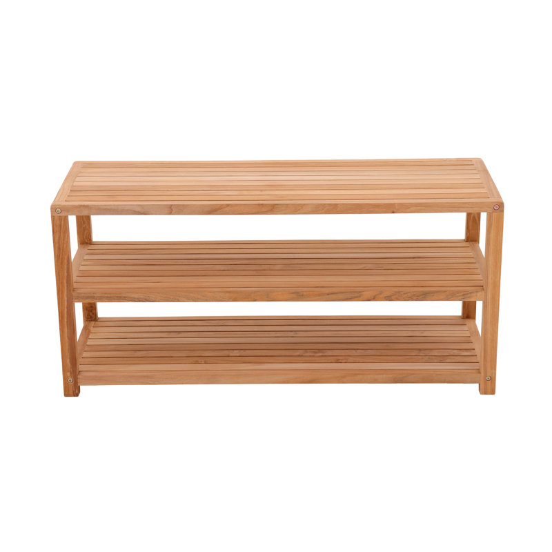 Banc de douche en teck Navjat, H 19 po x l 40 po x P 14 po