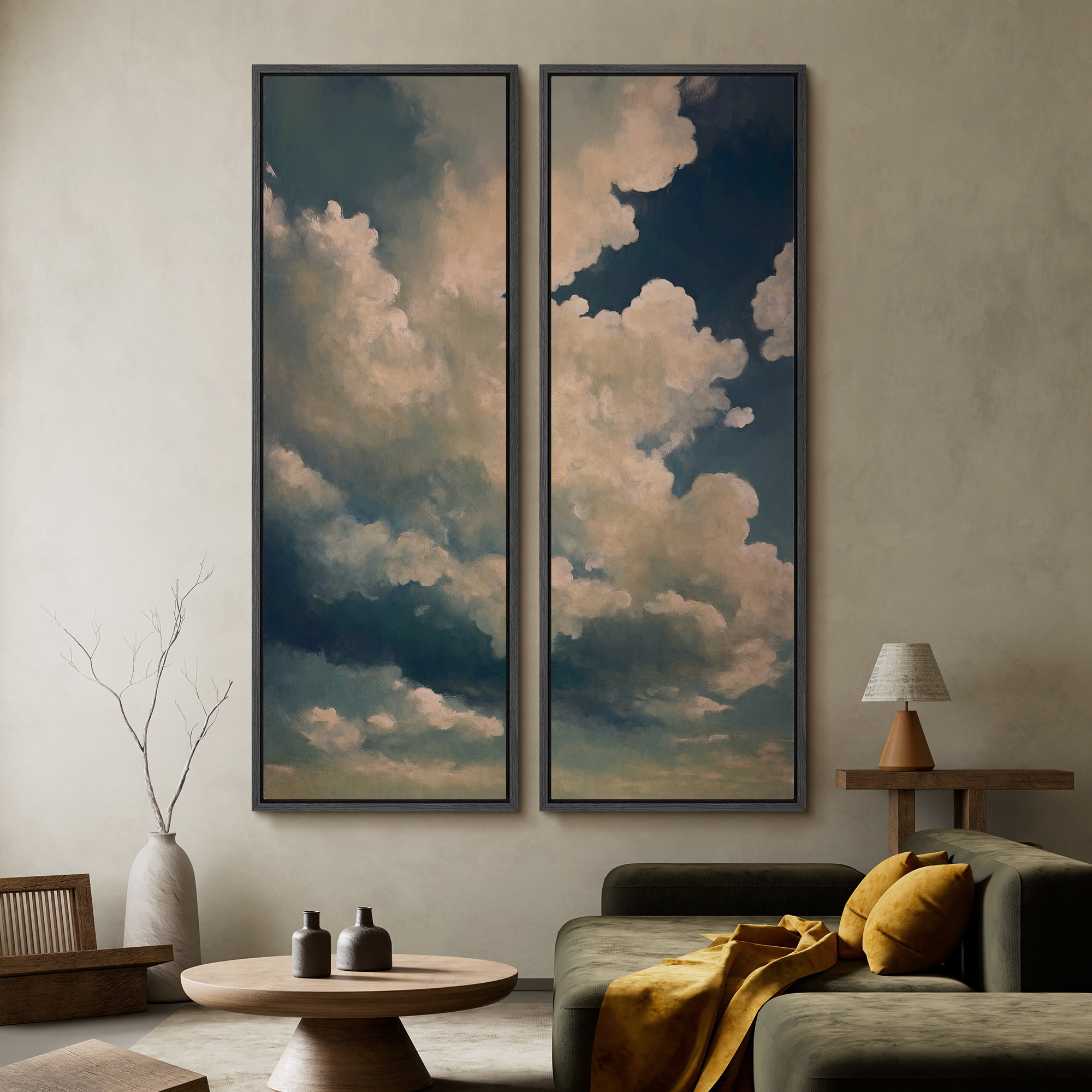 Lark Manor Vintage Landscape Wall Art - 20x60 inches Framed Canvas Set ...
