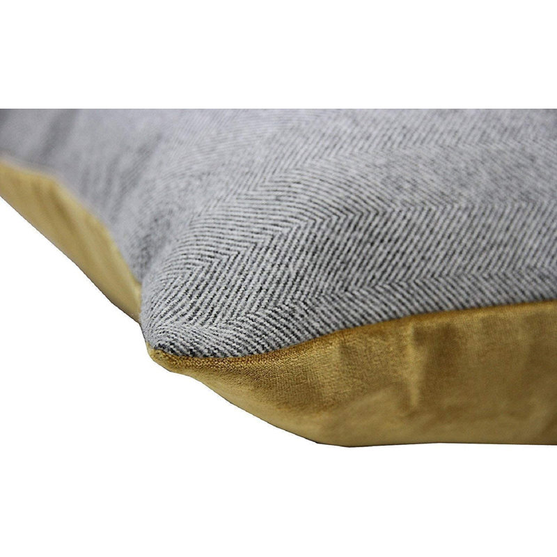Square Floor Cushion, Grey/Yellow