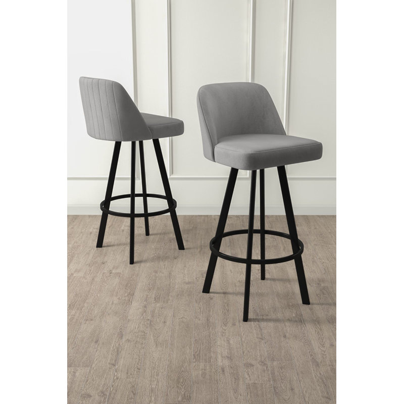 Ensemble de tabourets de bar industriels (6 pièces), gris et noir, 17,3 po x 41,3 po x 16,5 po | Structure 100% métal, pivotant à 360 °, dossier confortable en mousse 22 po et siège en mousse 28 po | Conception moderne de couleur unie pour les bars et les cuisines