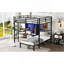 Lit superposé double au-dessus d'un lit simple en métal avec bureau pliant, garde-robe avec DEL, économie d'espace / réduction du bruit, noir