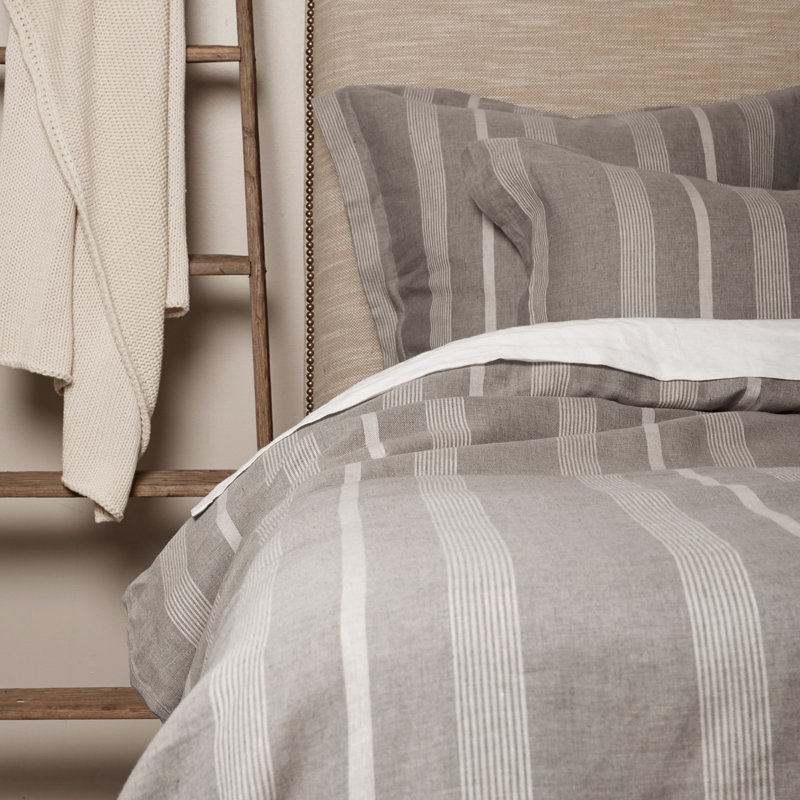 Clemens Linen Duvet Cover Set, King Duvet Cover + 2 Shams