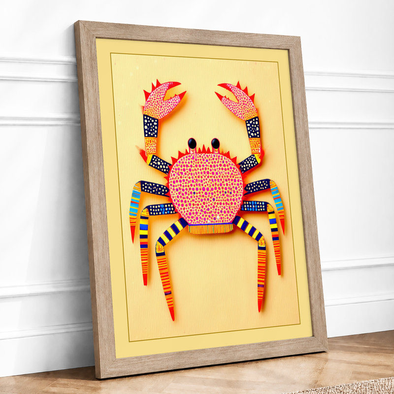 Decorative Crab Eclectic 1 Piece Single Picture Frame Wall Art, A4 - 29.7 x 21.0 cm, Oak