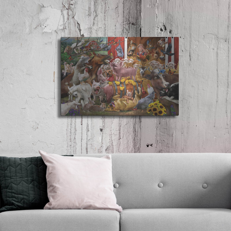 «Farmyard Frenzy» par Bigelow Illustration, H 24 po x l 36 po
