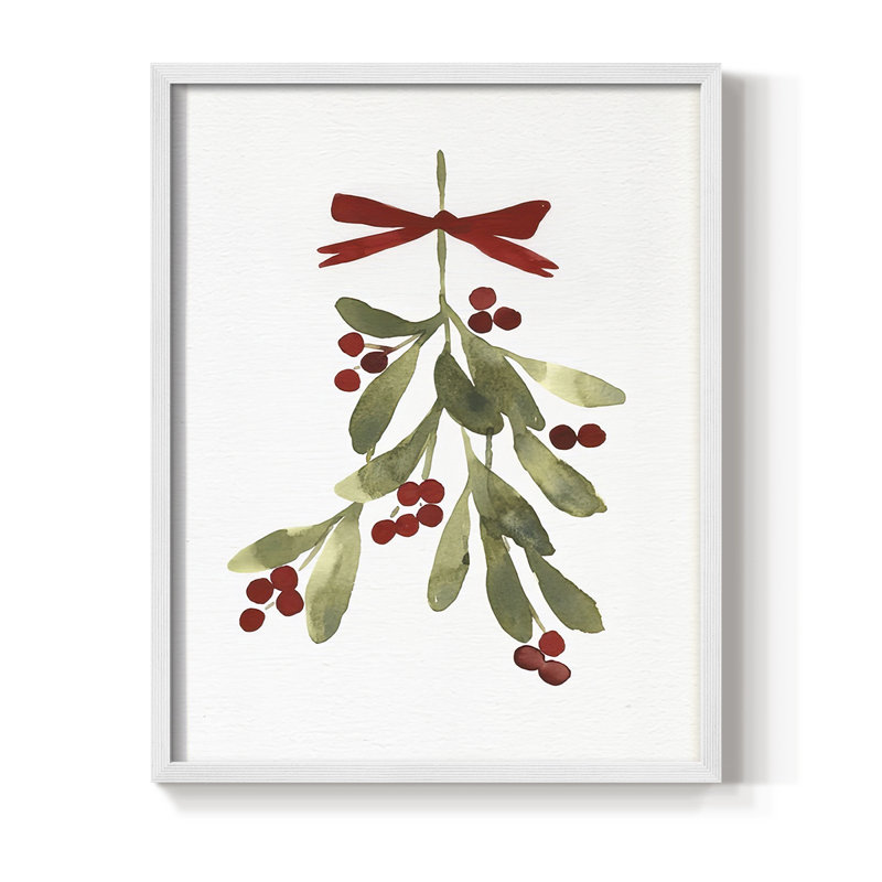 " Mistletoe Bow I ", 11" H x 9" W, White