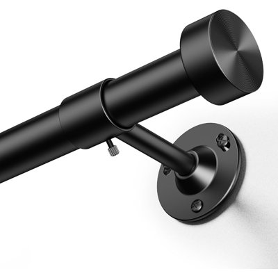 Heavy Duty Curtain Rods 32-120 Inch, 1 Inch Adjustable Gold Curtain Rod for Windows, Long Window Treatment Rods with Aluminium Finials, Black