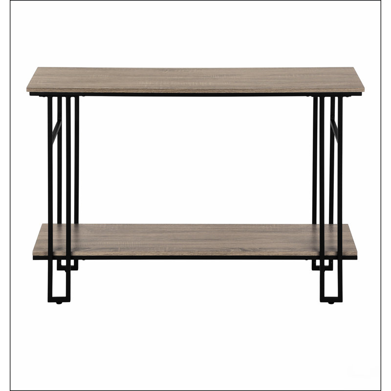 Table d'appoint, console, vestibule, étroit, canapé, stratifié brun, métal noir, contemporain, moderne