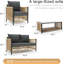 Ensemble de mobilier de patio, ensemble de conversation de patio 4 pièces - 2 chaises d'extérieur et 1 causeuse avec coussins, 1 table basse 